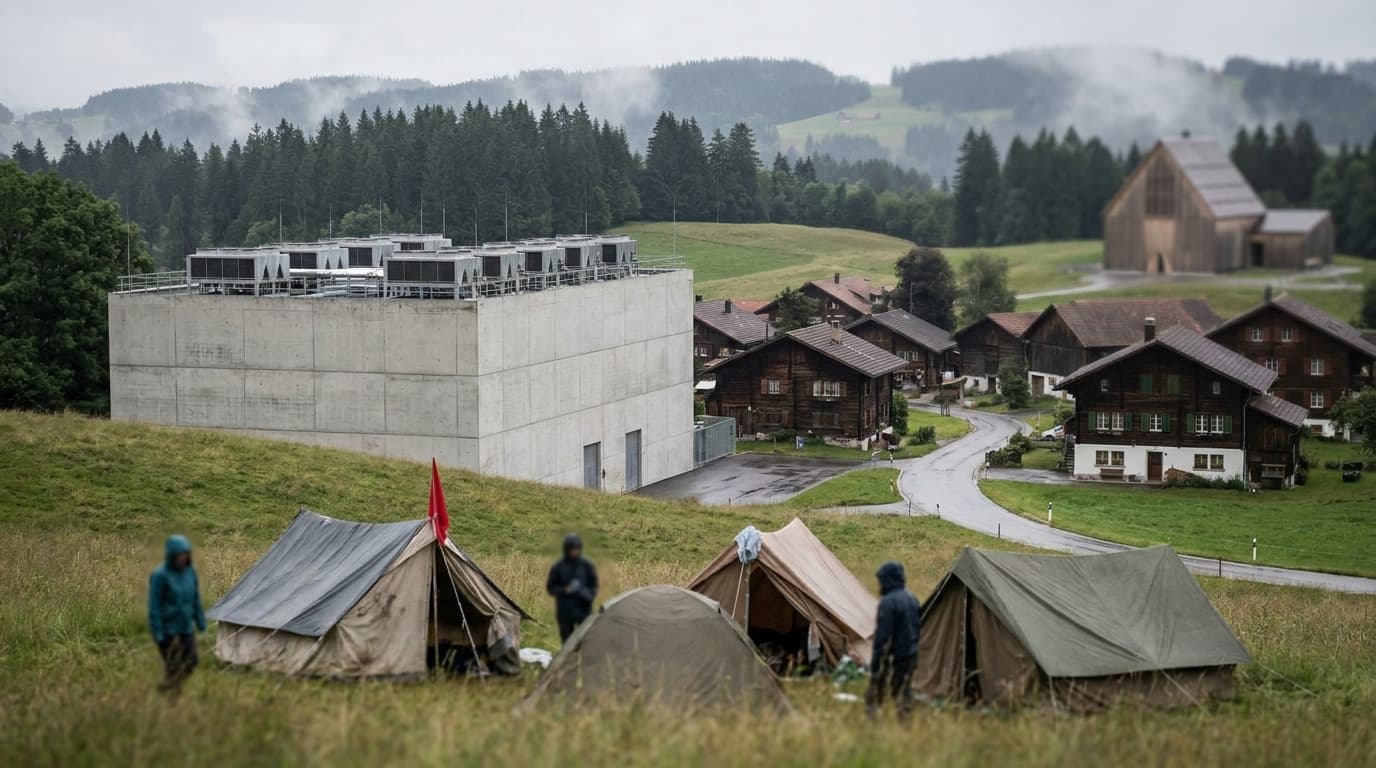 Protestcamp in Beringen: KI-Rechenzentrum-Widerstand erreicht die Schweiz